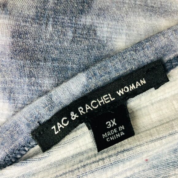 Zac & Rachel Women's Tie Dye Short Sleeve Shirt Knotted Front Blue Size 3X - Picture 5 of 5